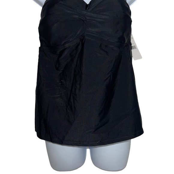 NWT Catalina Black Adjustable Strap Halter Tankini Swim Top Womens Large - Picture 3 of 9